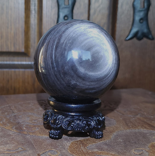 Silver Sheen Obsidian Sphere 6.5cm