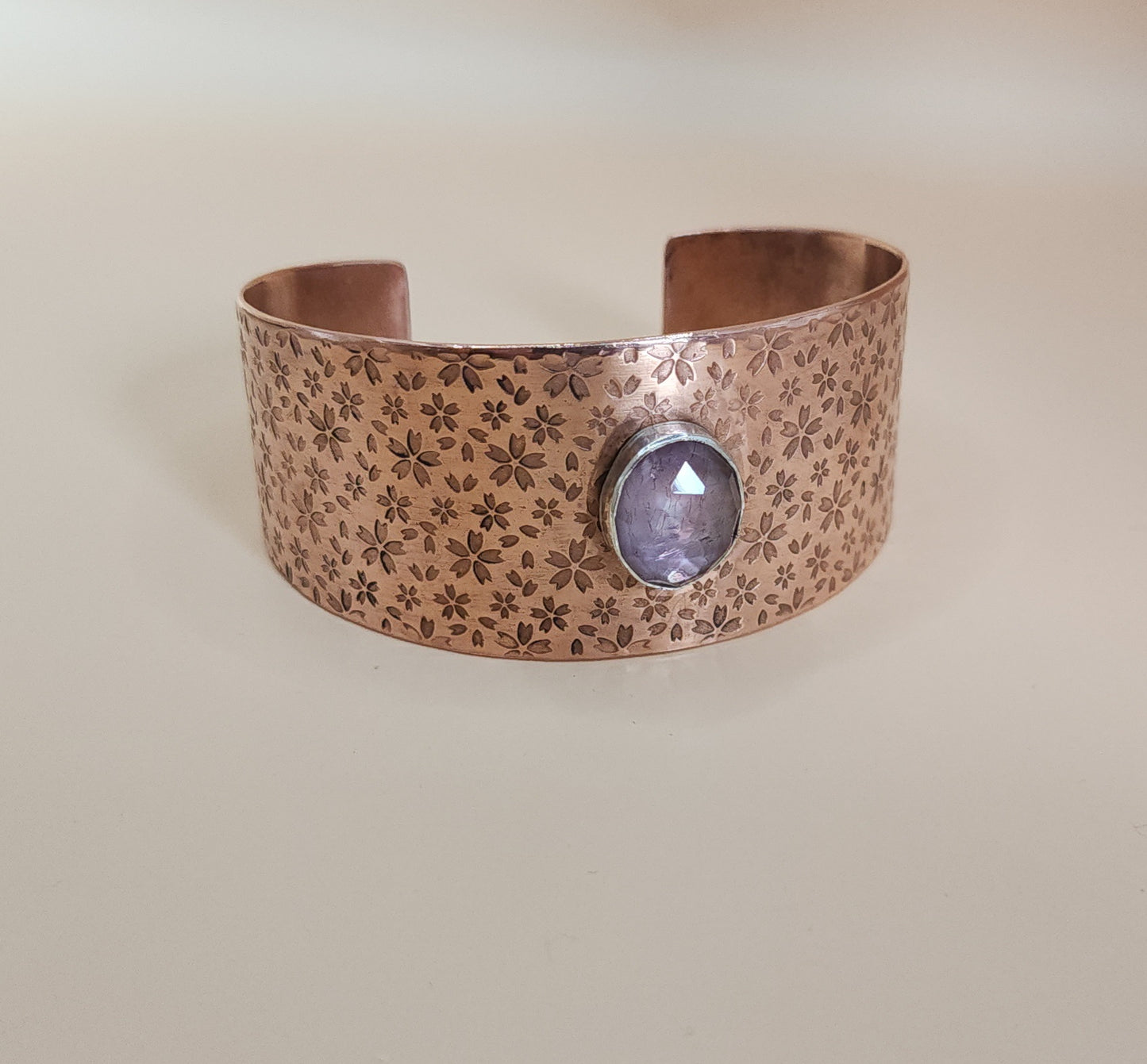 "Sakura" Copper & Amethyst Cuff Bracelet