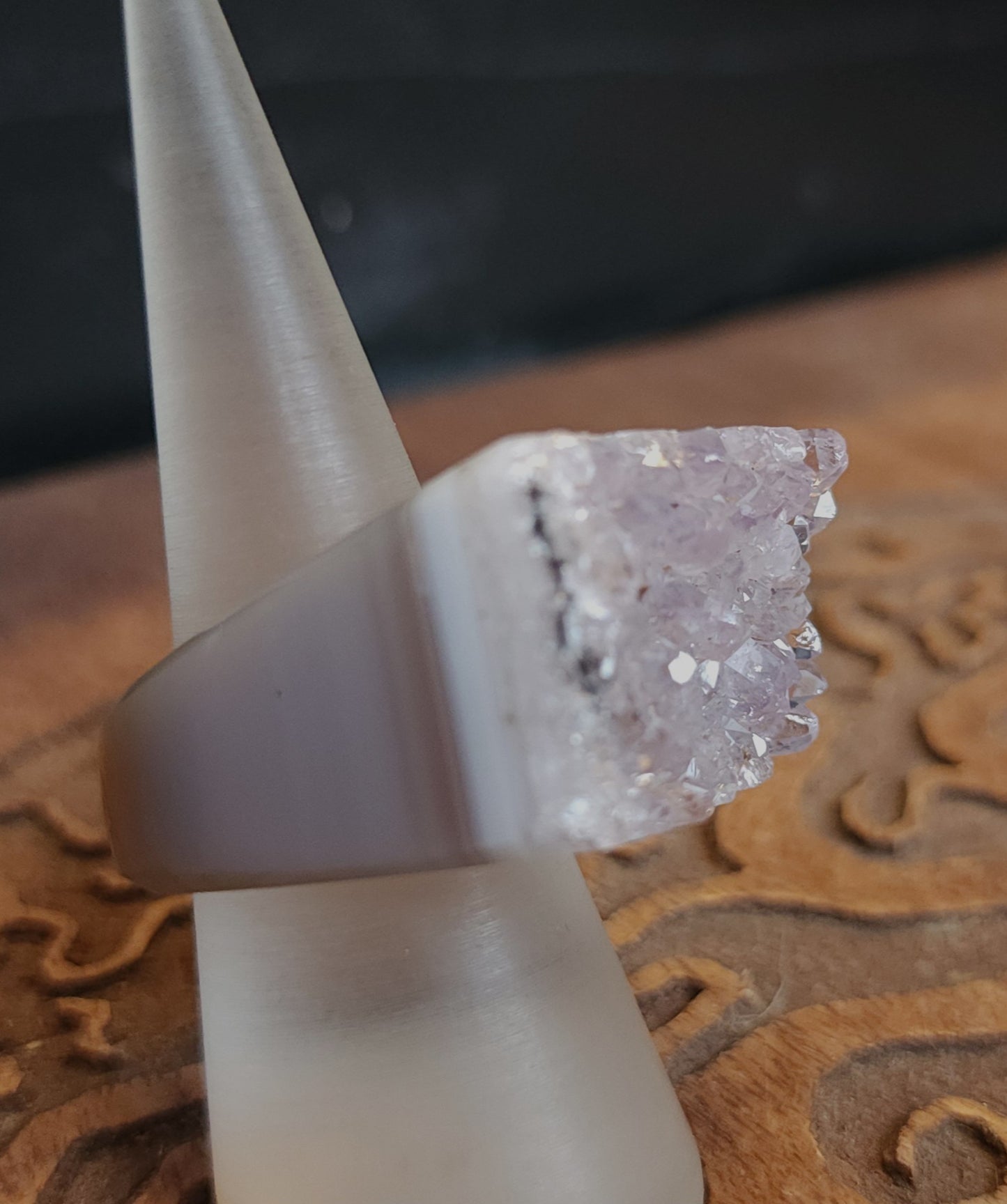 Amethyst Agate Druzy Ring - Size 7