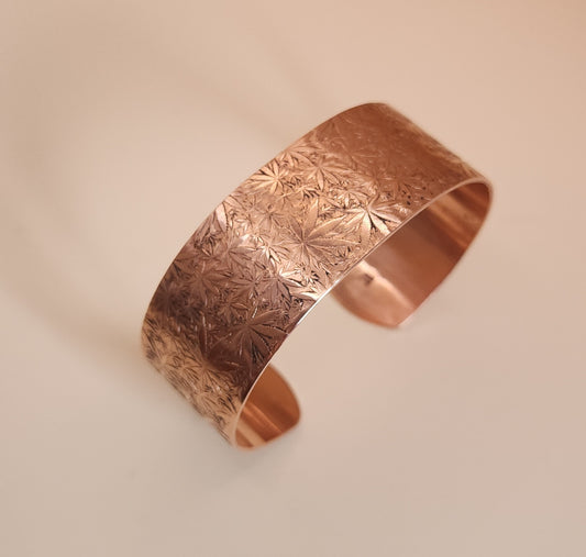 "Sweet Leaf" Narrow Copper Cuff Bracelet