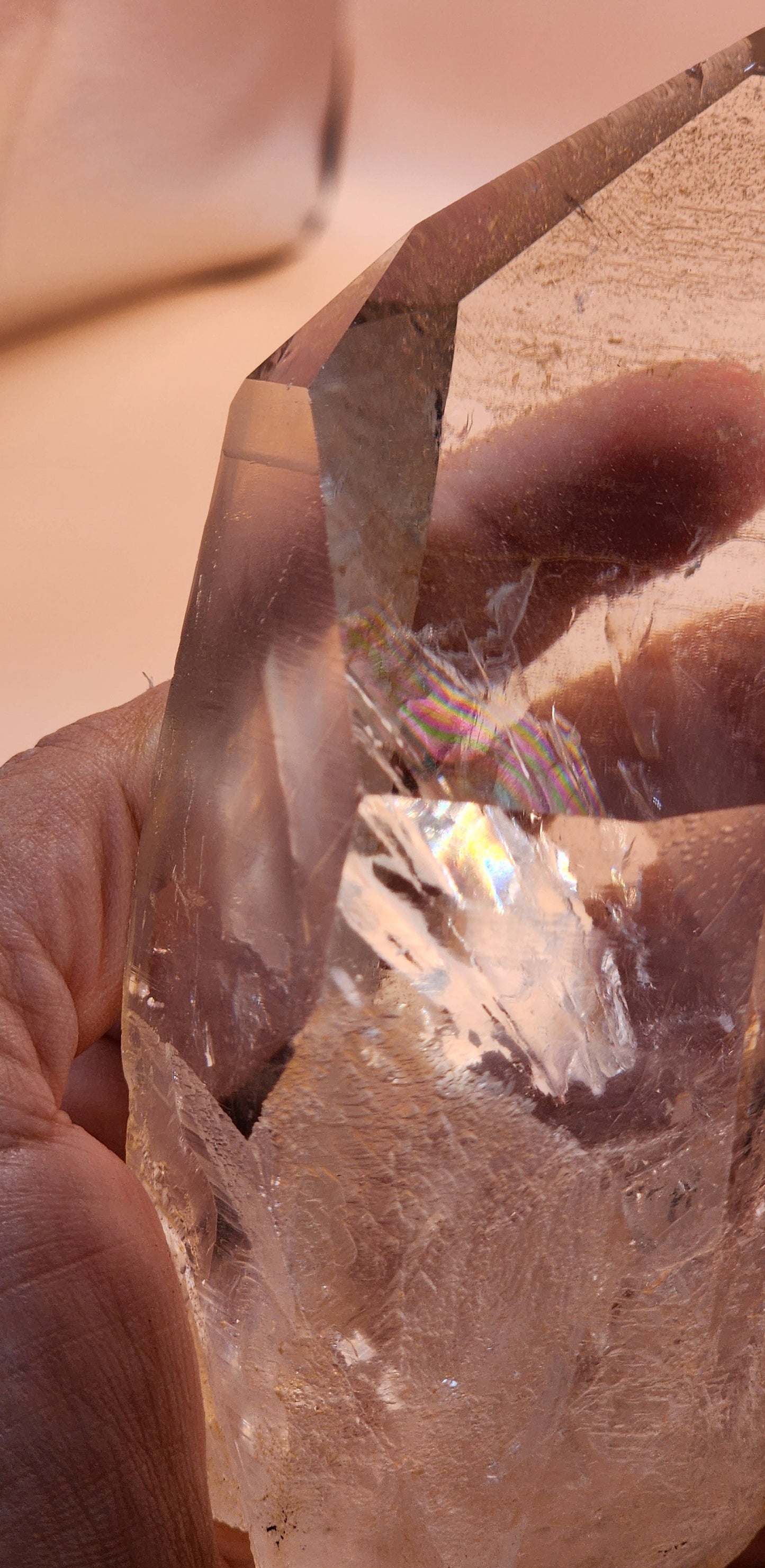Clear Tangerine Quartz Point With Base