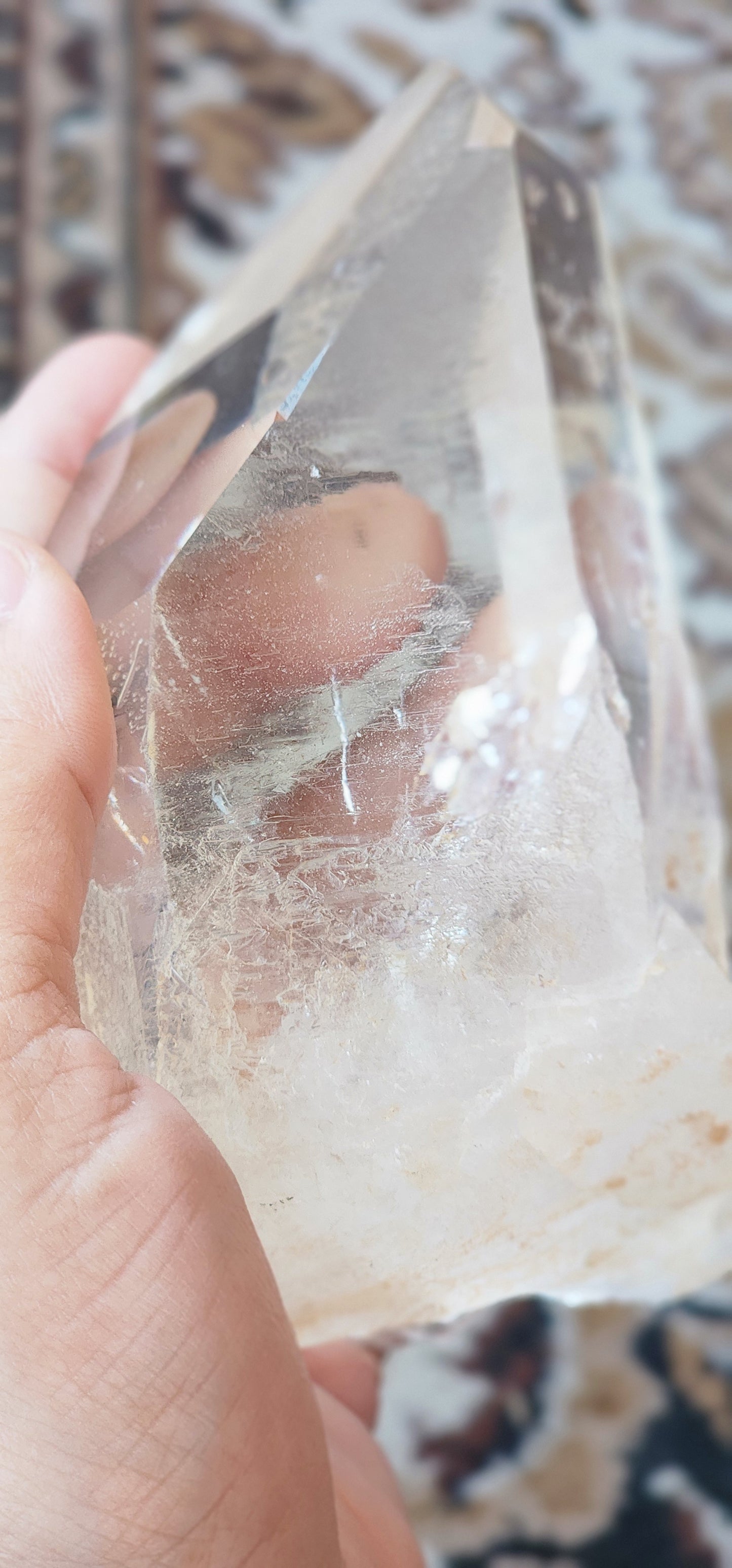 Clear Tangerine Quartz Point With Base