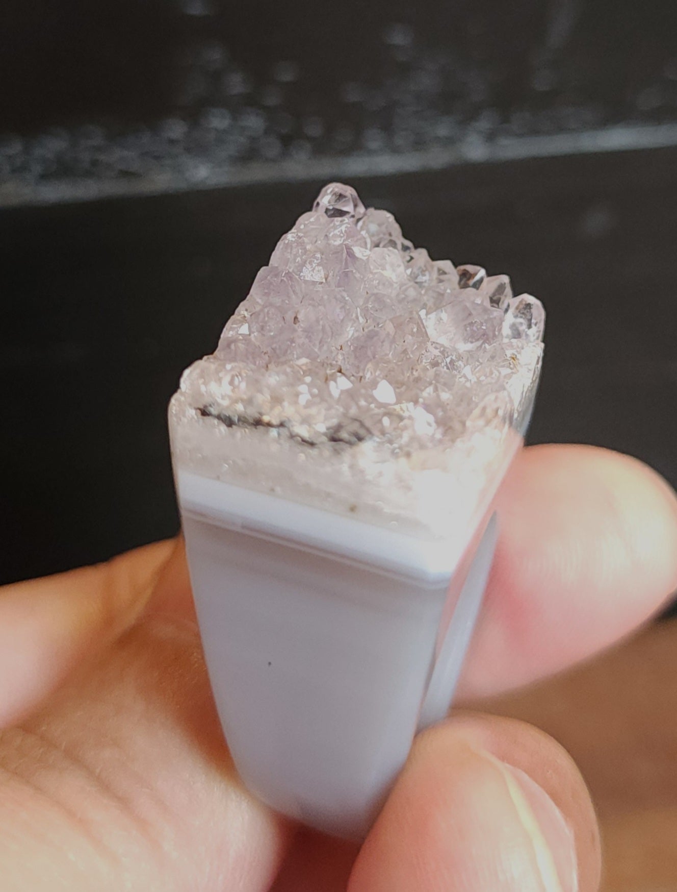 Amethyst Agate Druzy Ring - Size 7