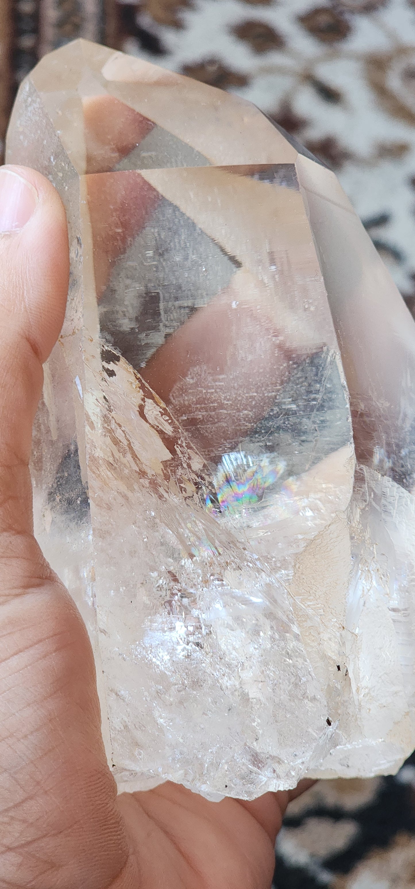Clear Tangerine Quartz Point With Base