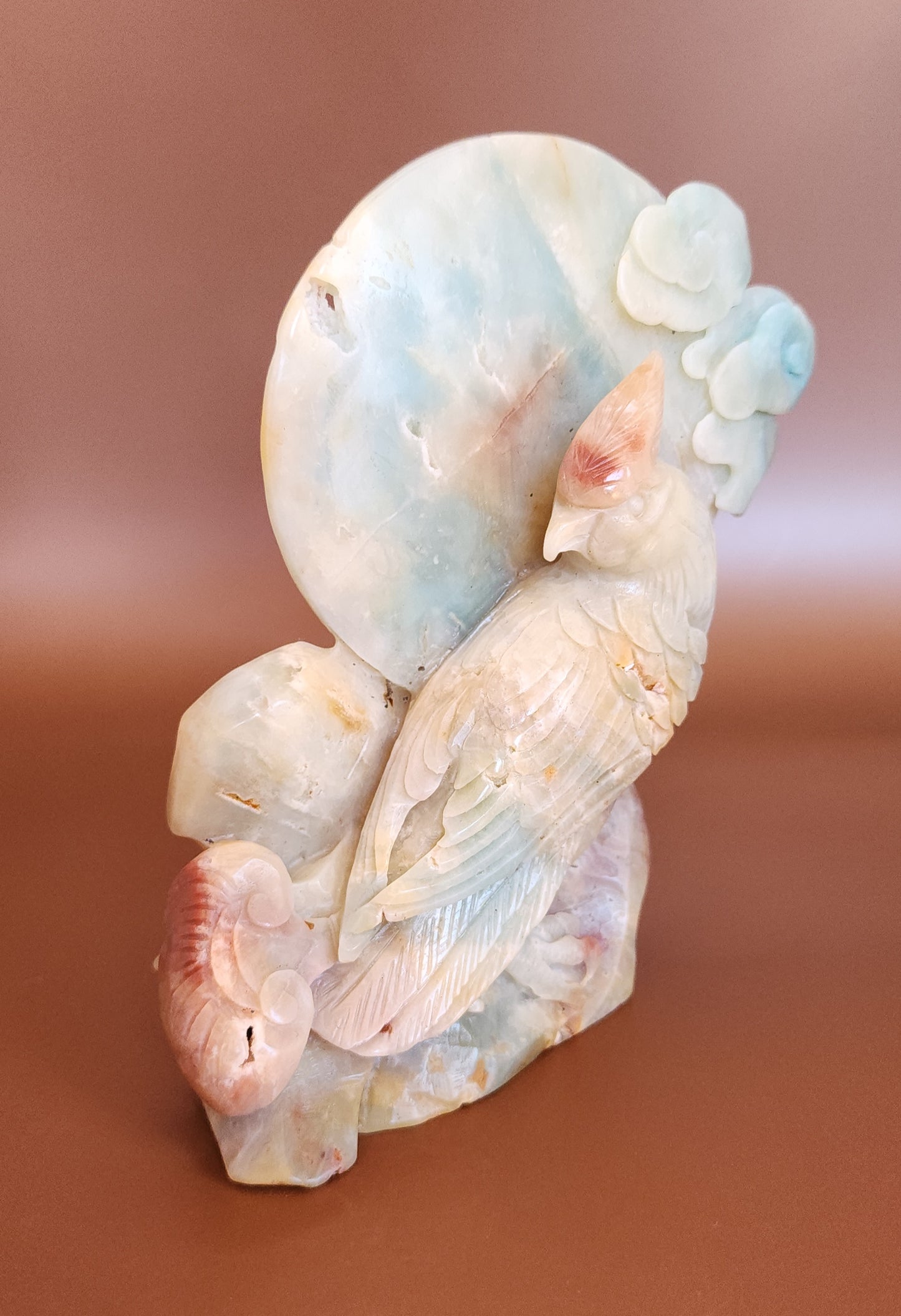 Hand Carved Amazonite Parrot