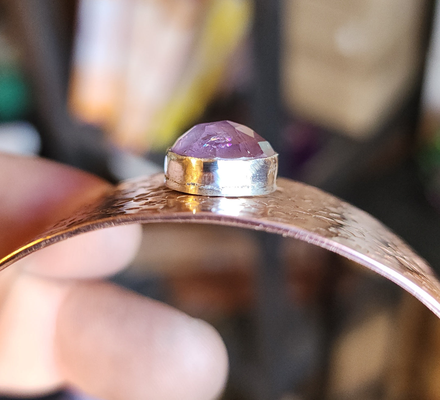 "Sakura" Copper & Amethyst Cuff Bracelet