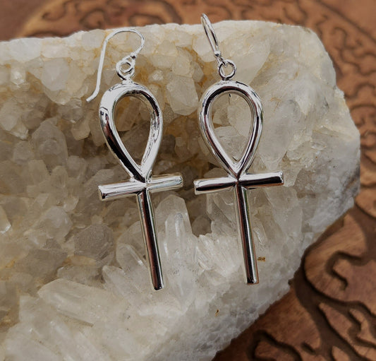 Sterling Silver Ankh Earrings