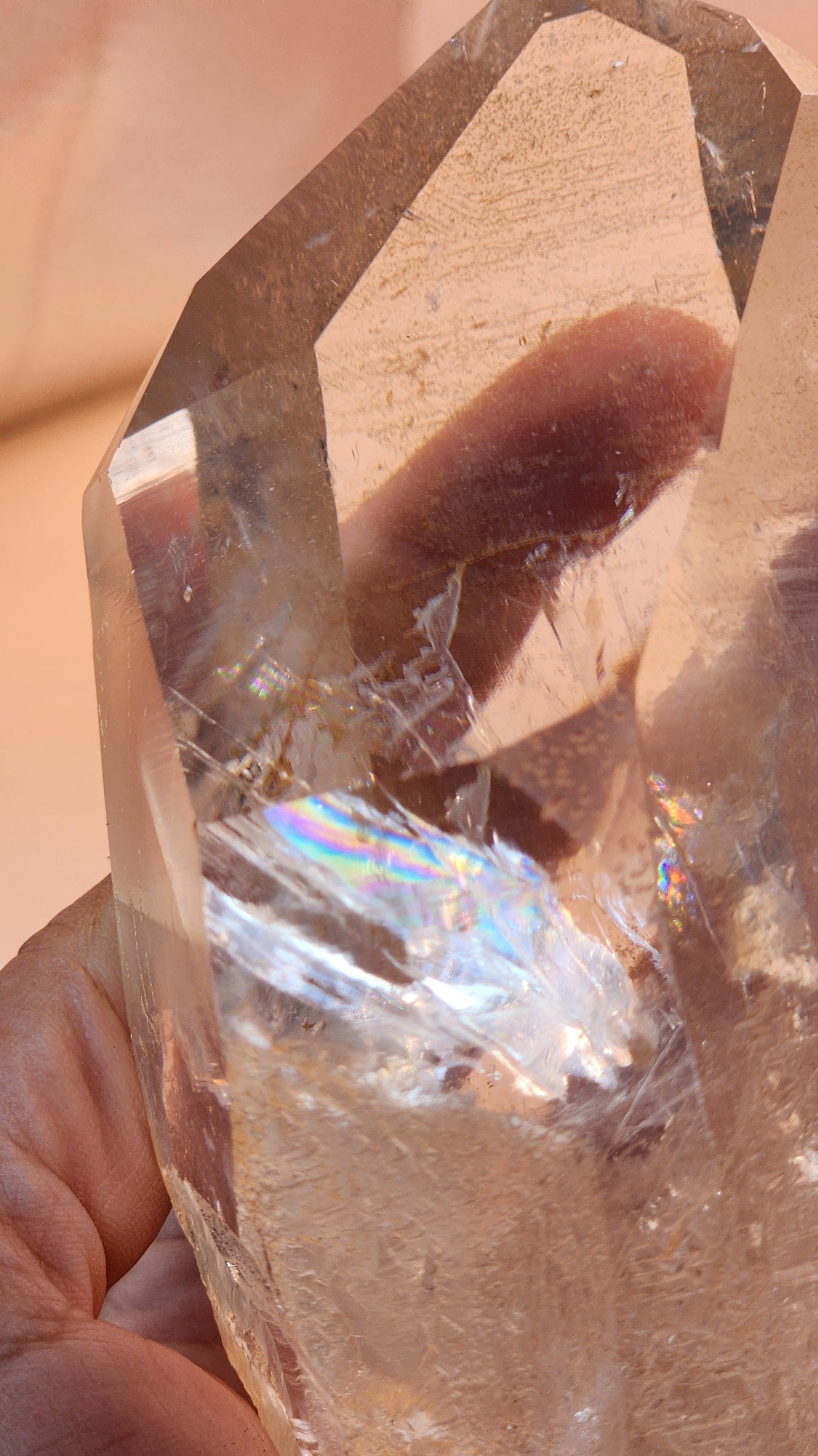Clear Tangerine Quartz Point With Base