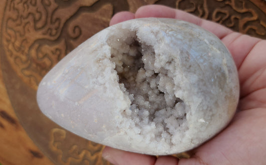 Cherry Blossom Agate Druzy Egg