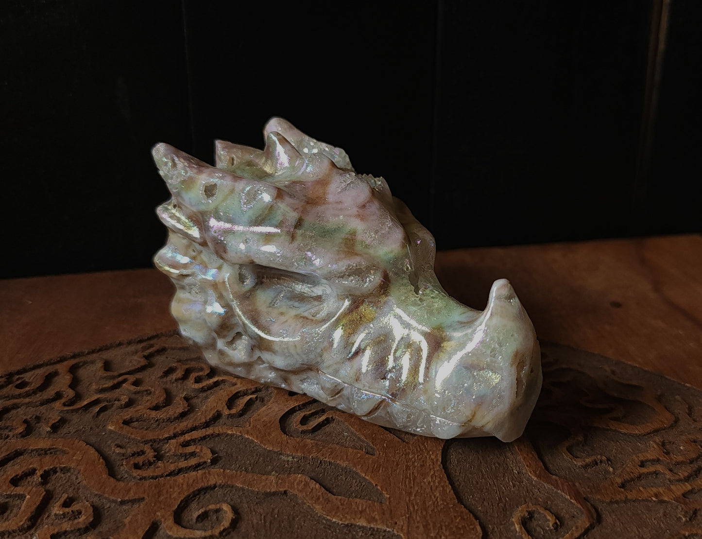Aura Druzy Quartz Dragon Head