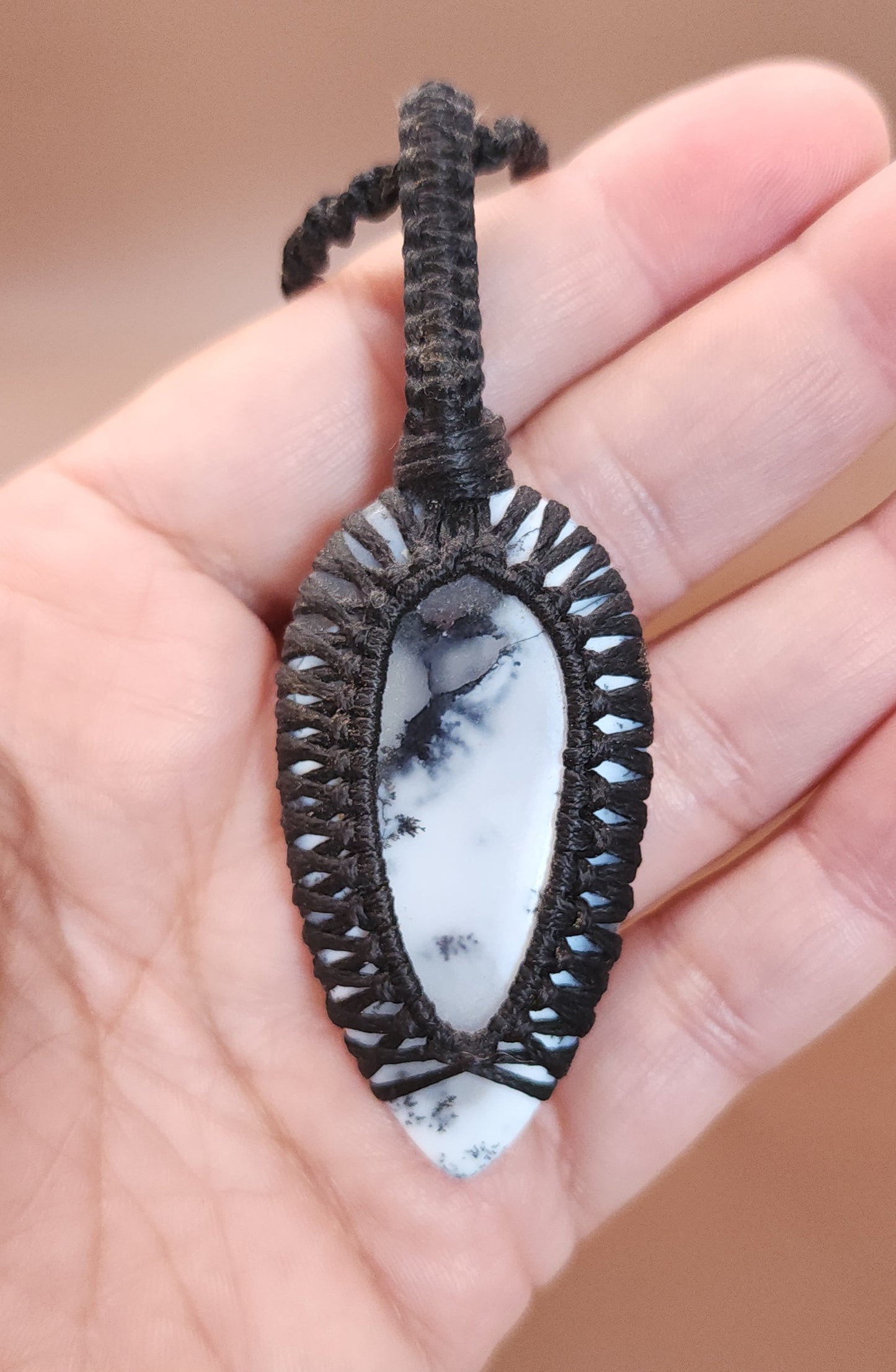 Dendritic Opal, Sodalite & Blue Tiger's Eye Macrame Necklace