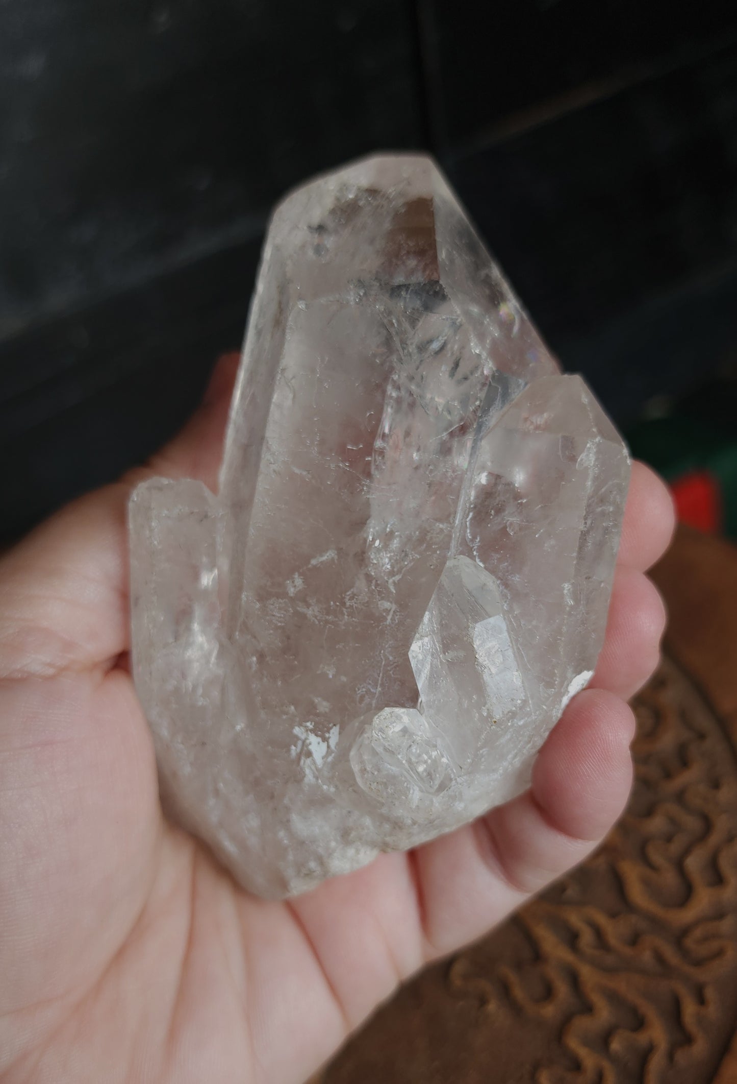 Clear Quartz Cluster With Stand