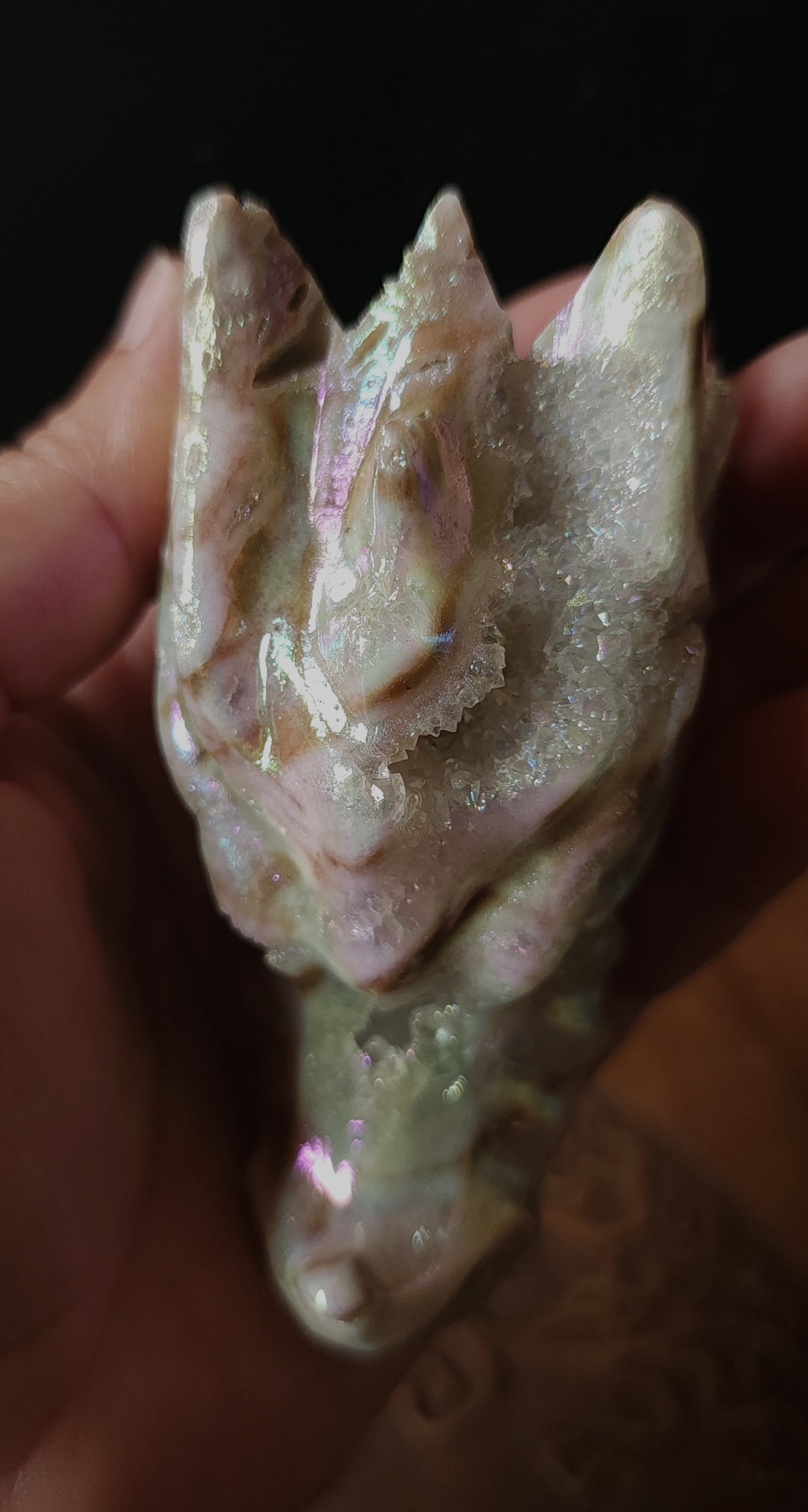 Aura Druzy Quartz Dragon Head