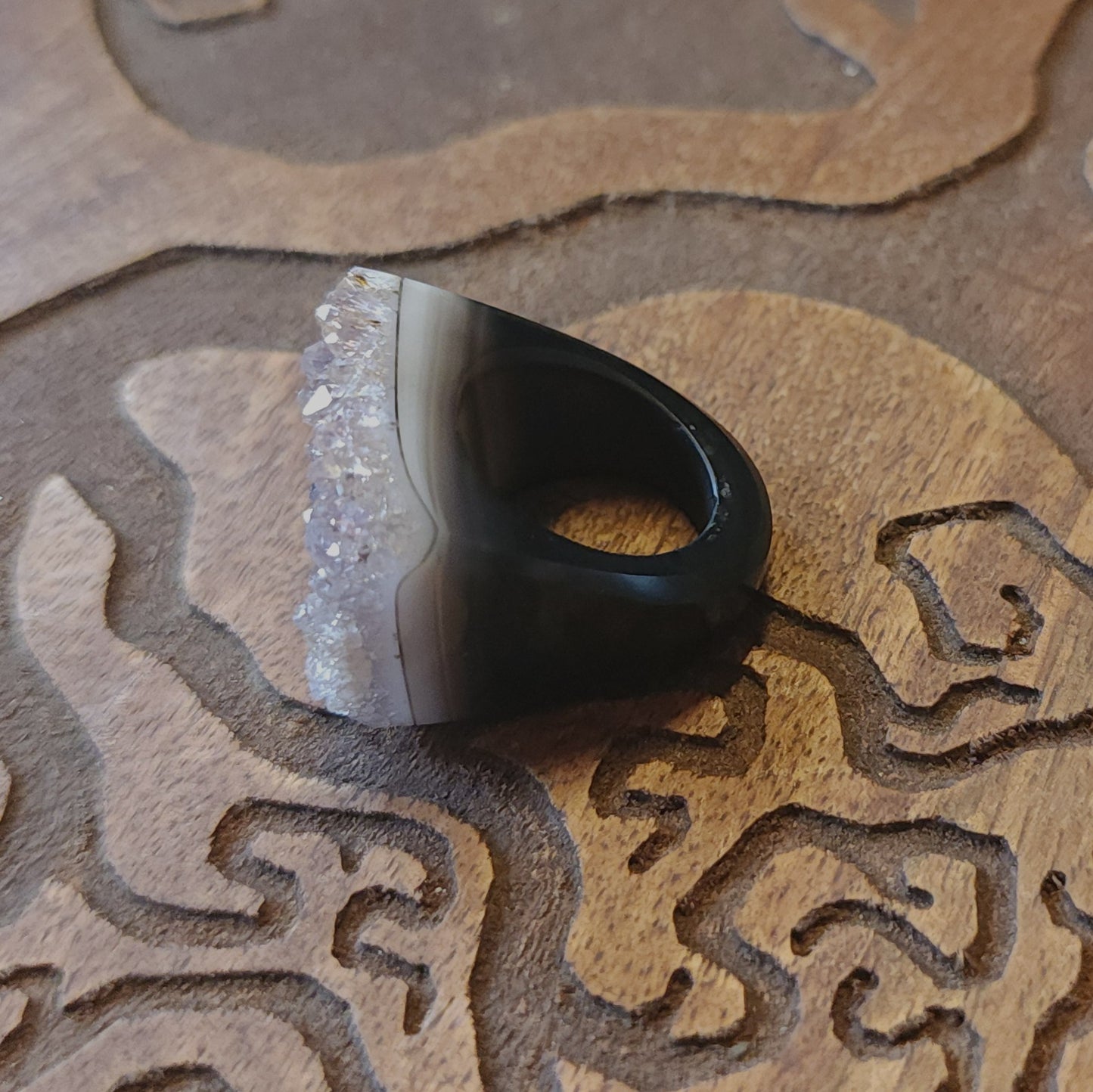 Amethyst Agate Druzy Ring - Size 6