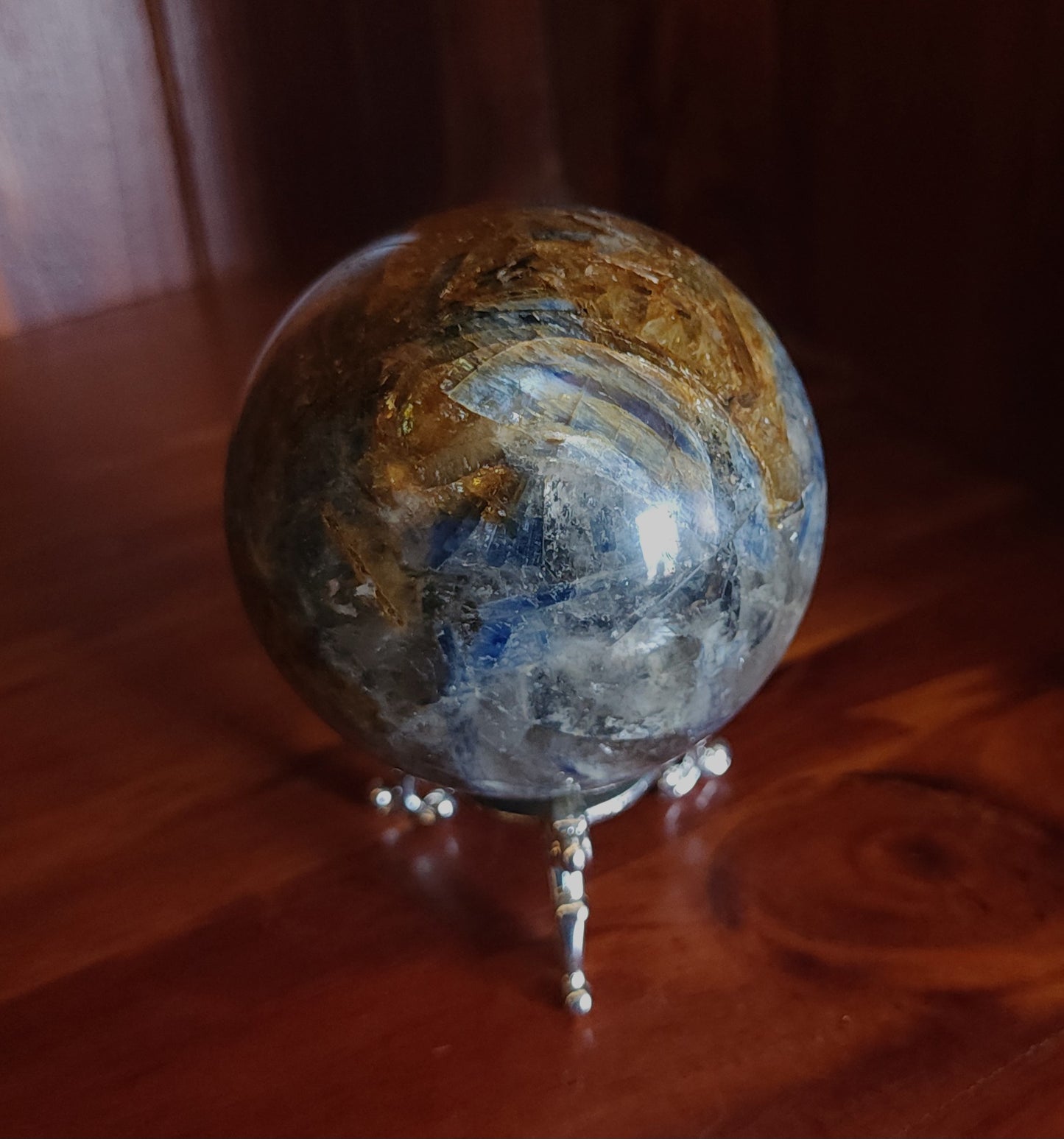 Kyanite Sphere, Smoky Quartz & Golden Healer Sphere