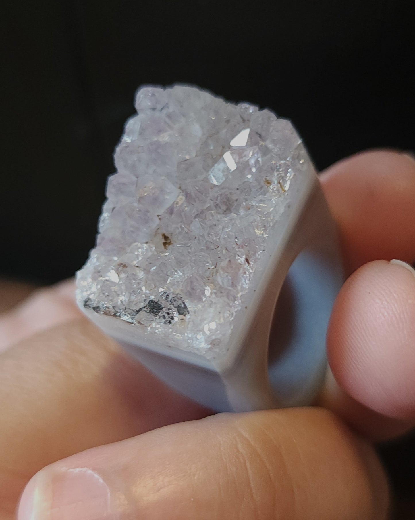 Amethyst Agate Druzy Ring - Size 7