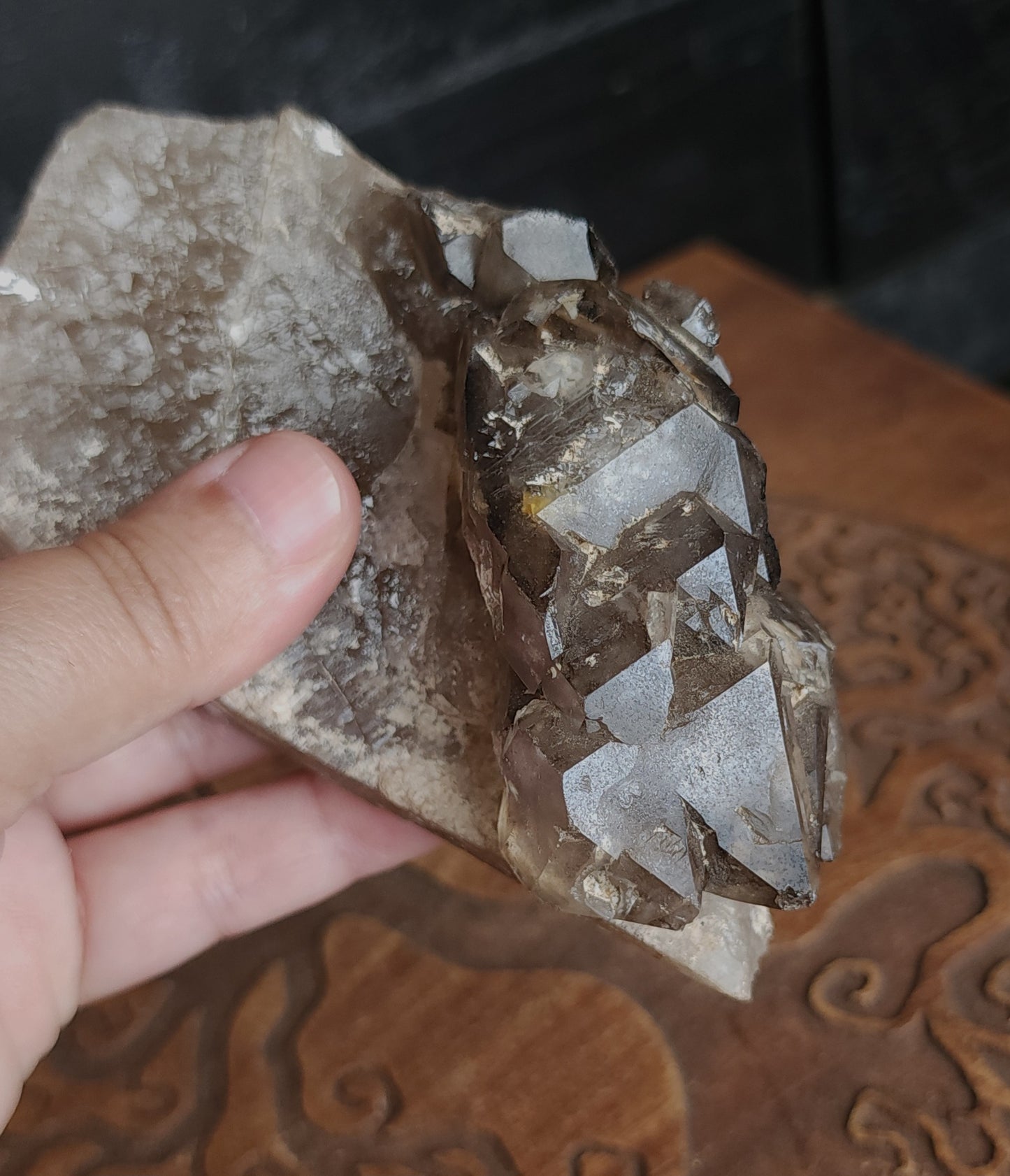 Celestial Smoky Quartz Formation With Stand