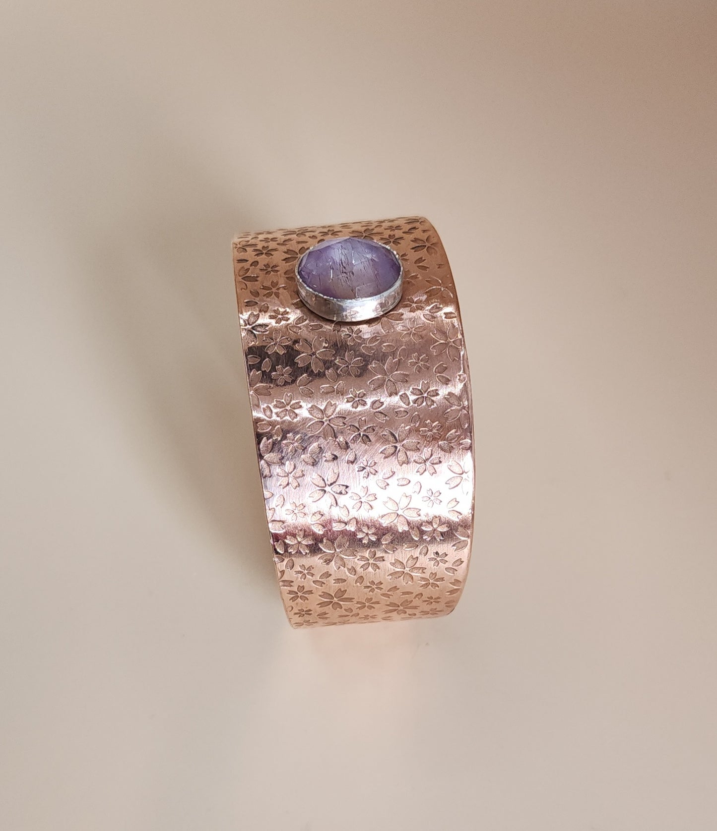 "Sakura" Copper & Amethyst Cuff Bracelet