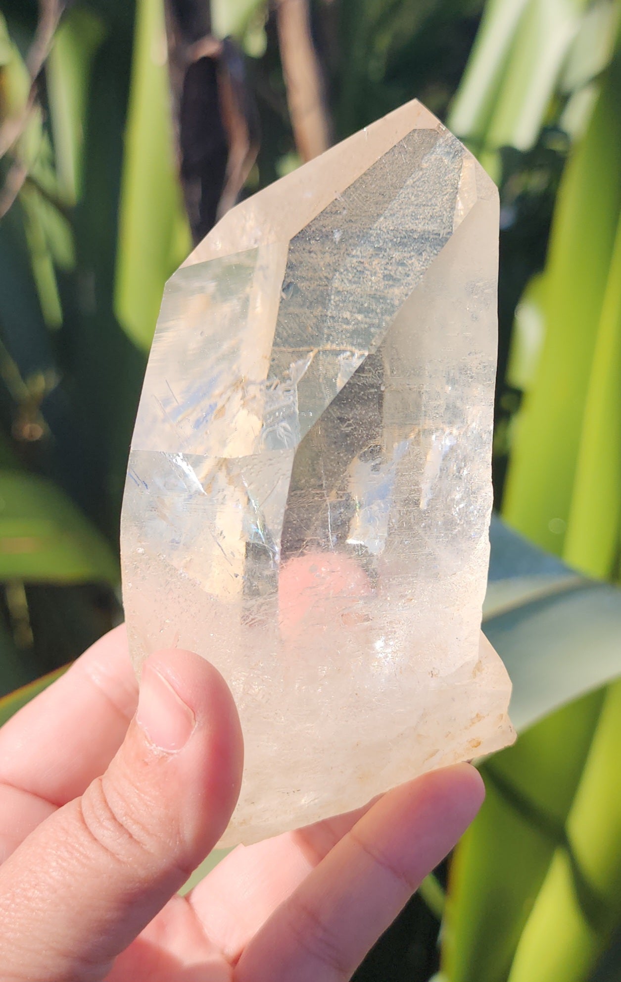 Clear Tangerine Quartz Point With Base