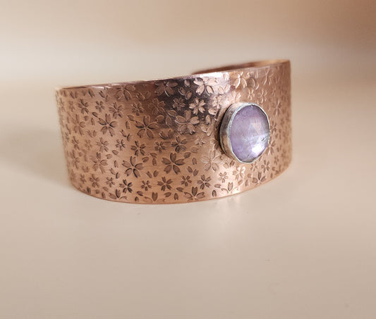 "Sakura" Copper & Amethyst Cuff Bracelet