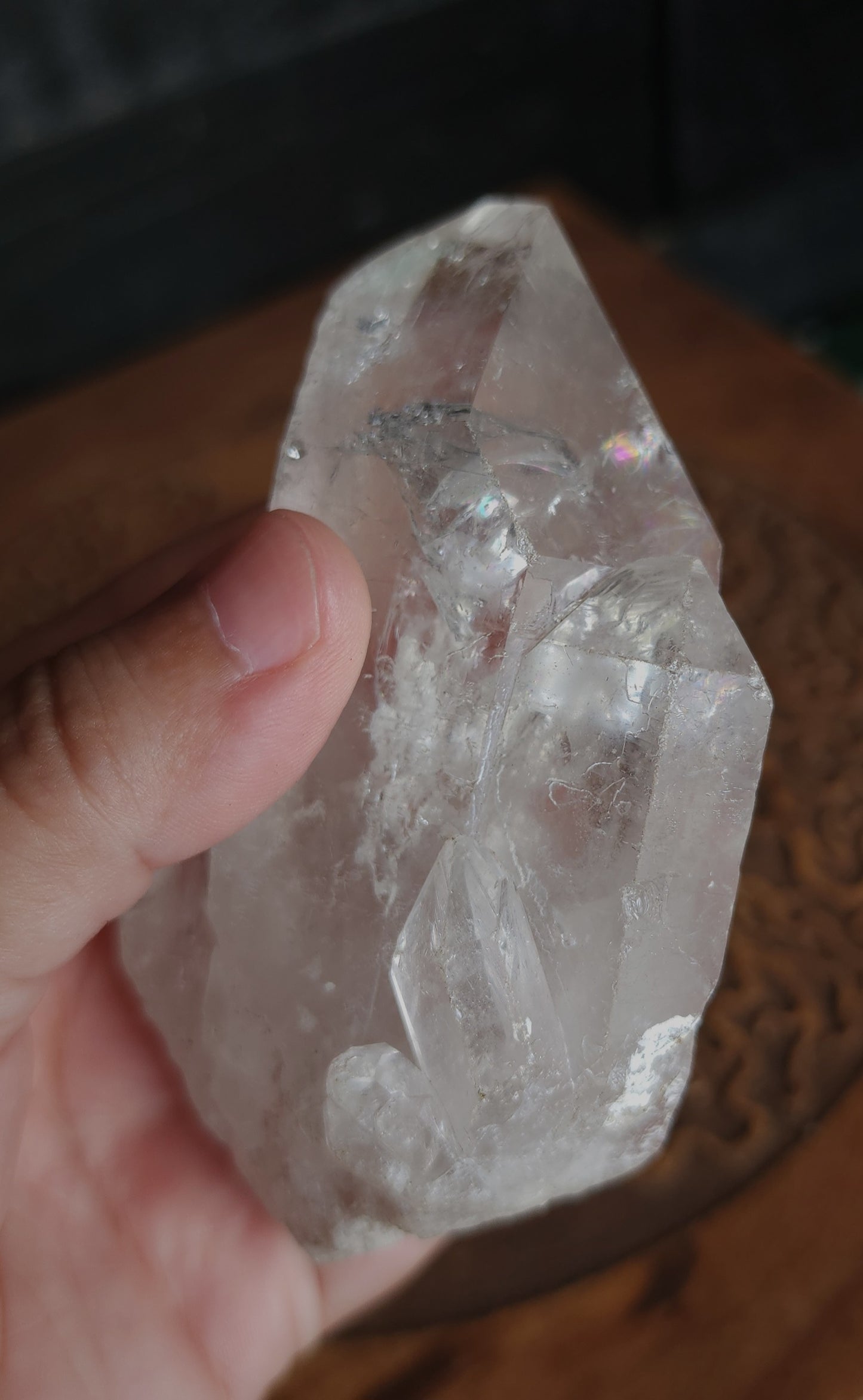 Clear Quartz Cluster With Stand