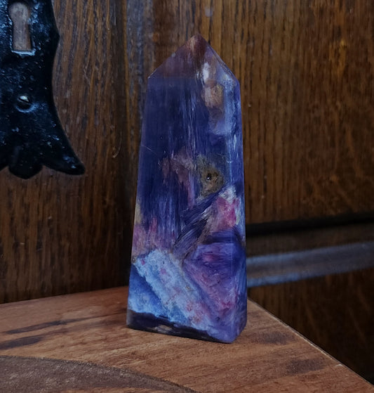 Rubellite Tourmaline in Lepidolite Mica Point