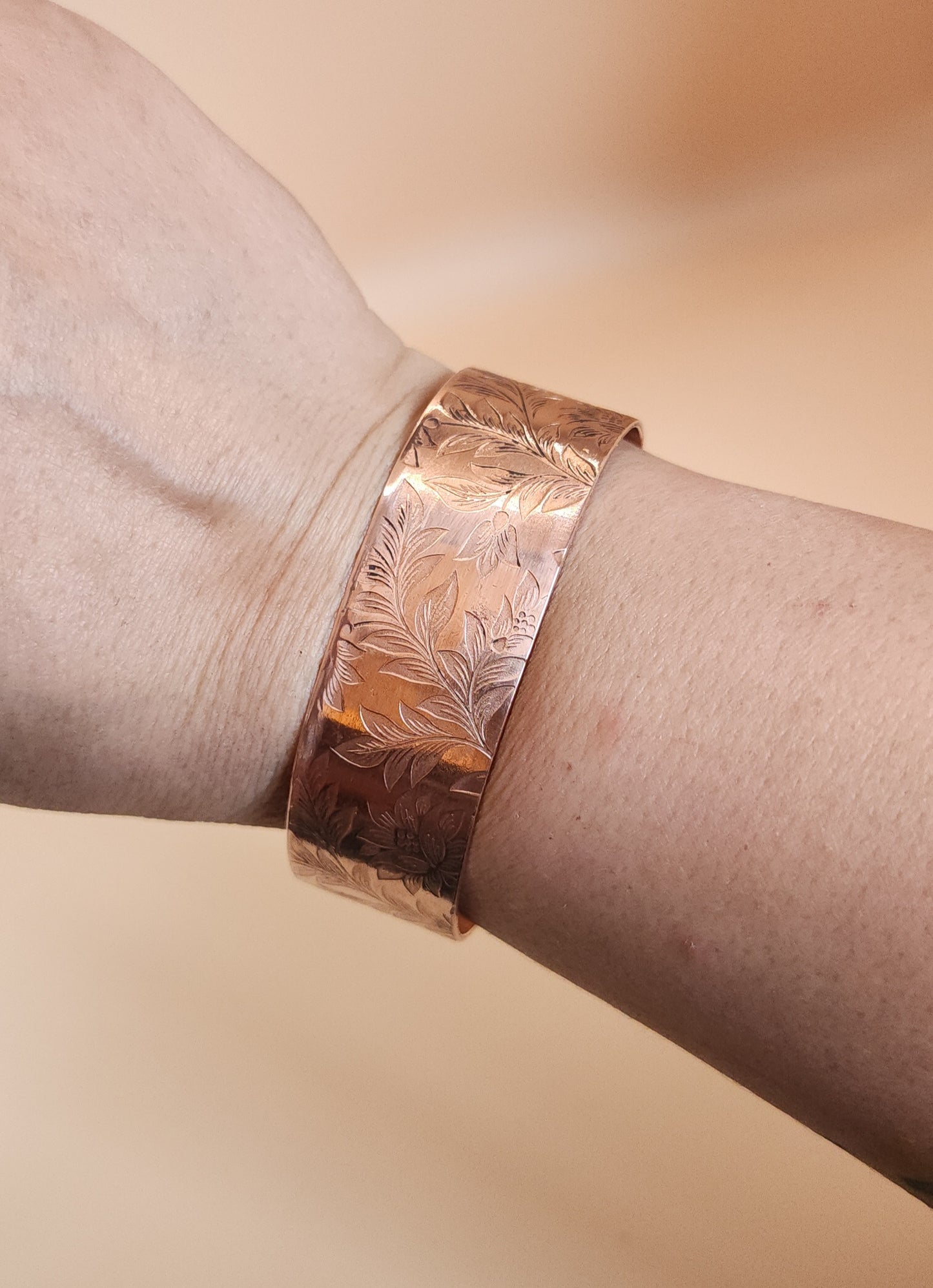 "Enchanted Floral" Narrow Copper Cuff Bracelet