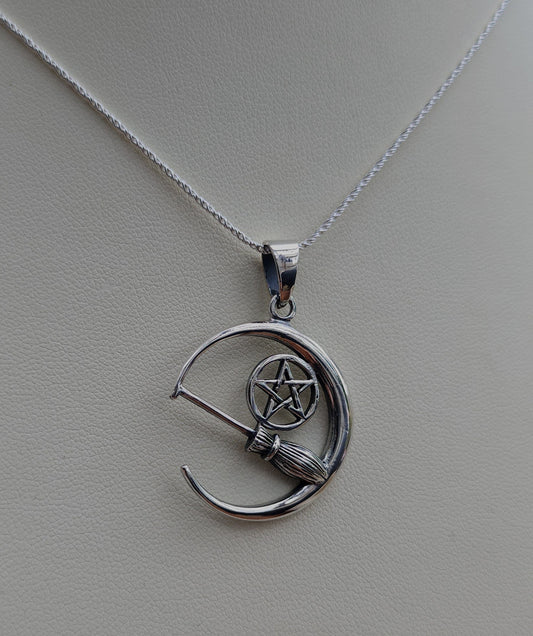 Sterling Silver Witch Pendant