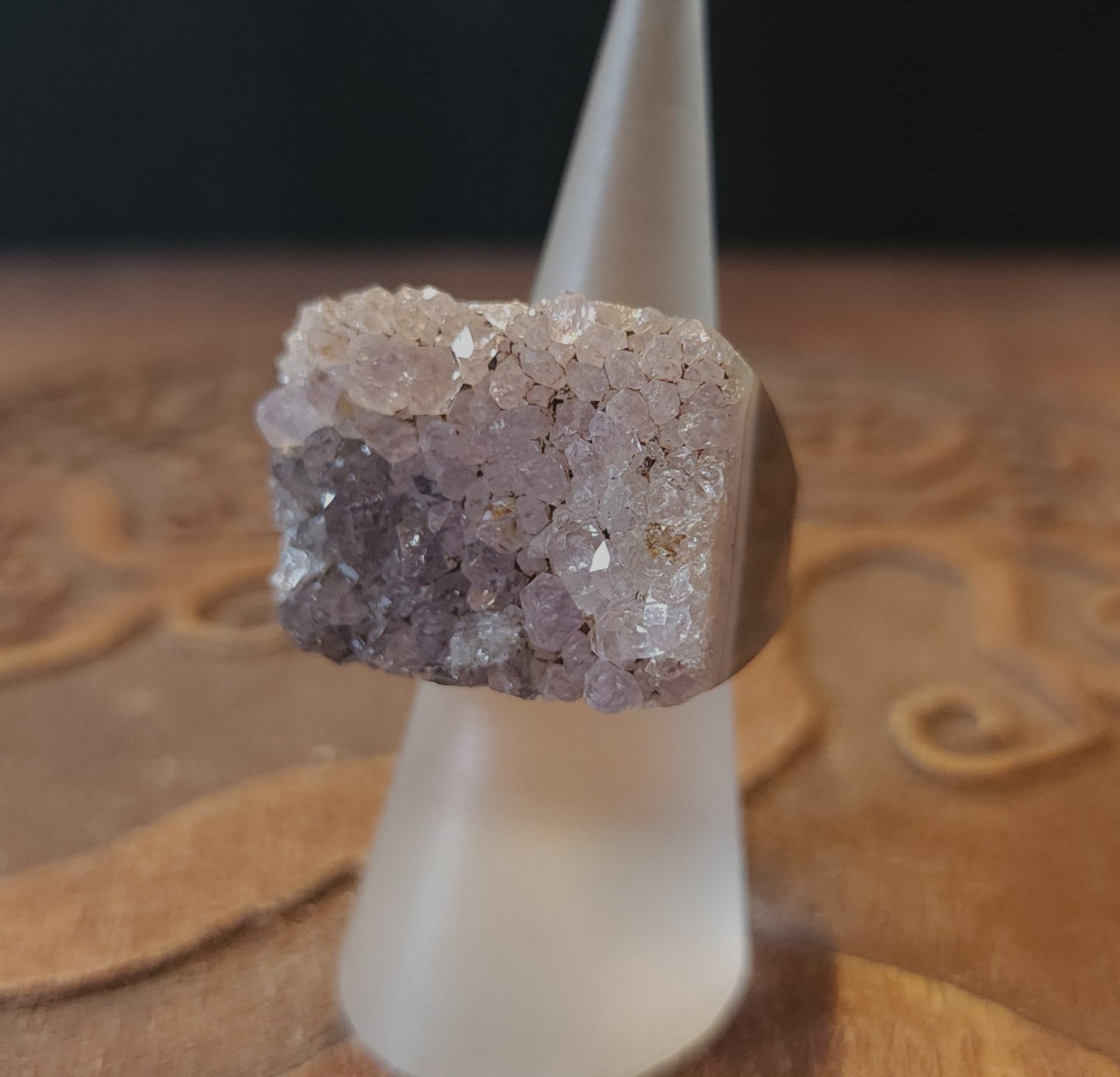 Amethyst Agate Druzy Ring - Size 6