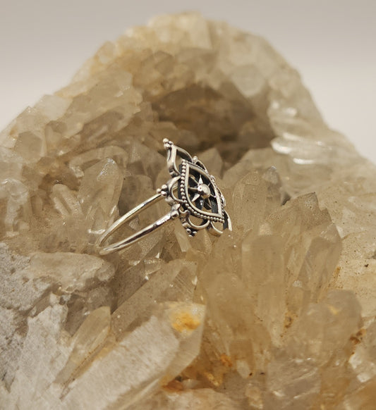 Starburst Boho Sterling Silver Ring