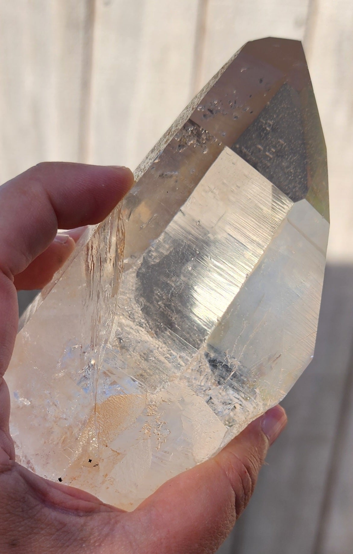 Clear Tangerine Quartz Point With Base