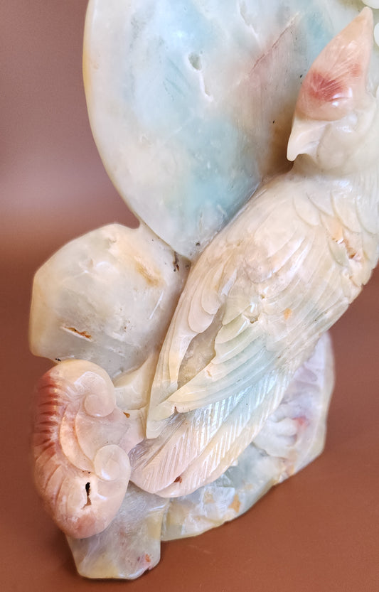 Hand Carved Amazonite Parrot
