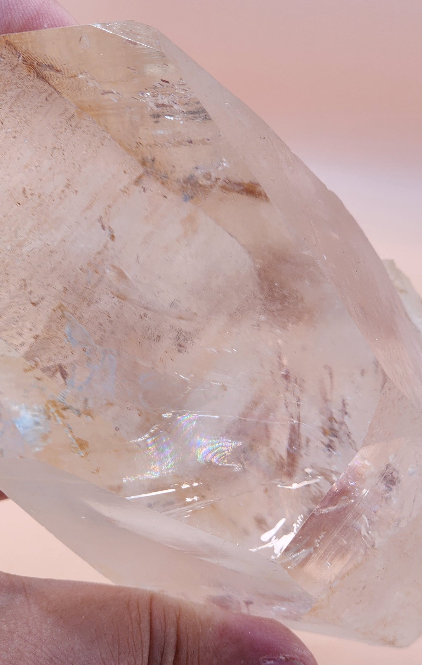 Clear Tangerine Quartz Point With Base