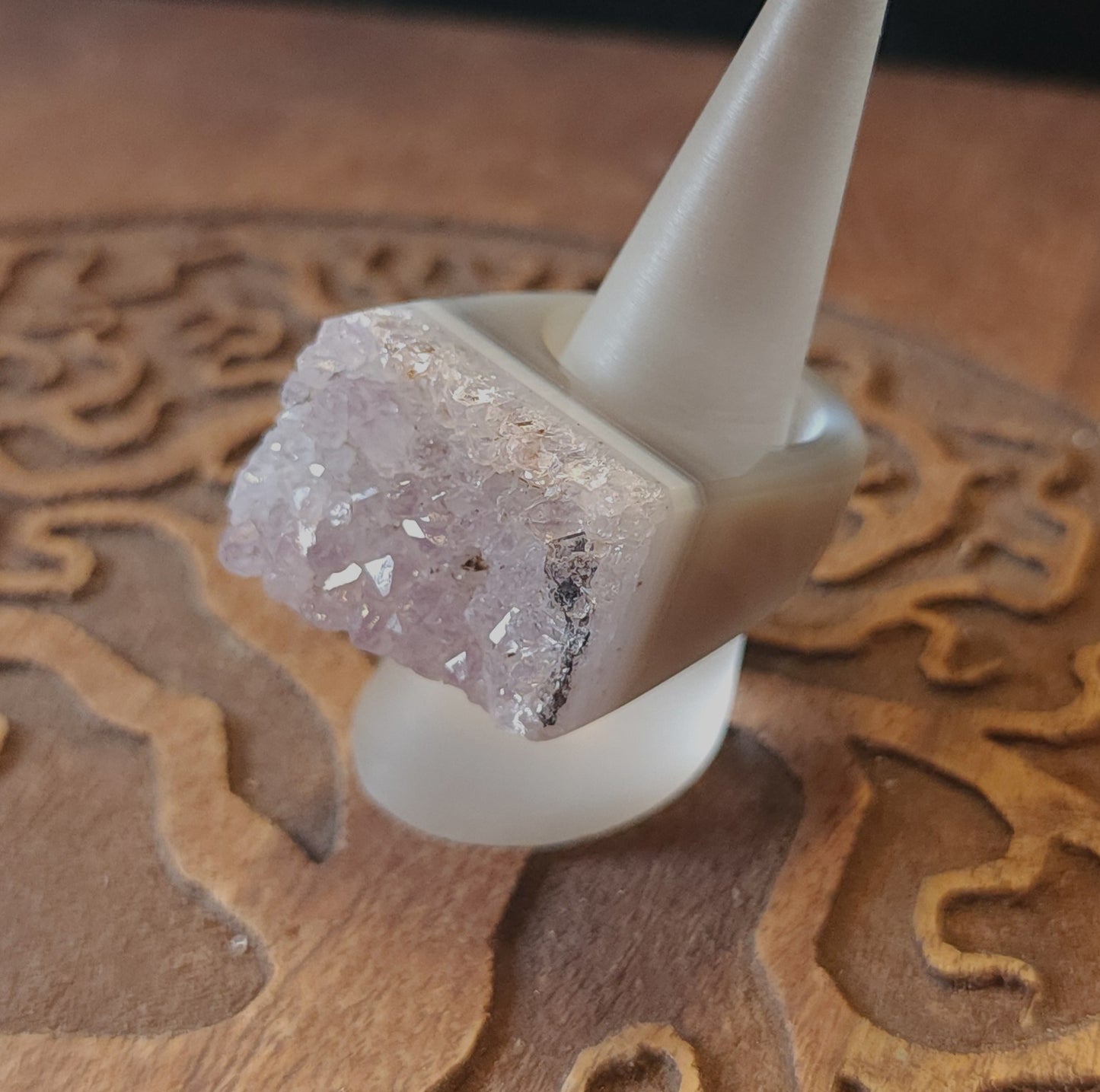 Amethyst Agate Druzy Ring - Size 7