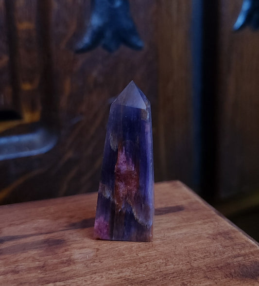 Rubellite Tourmaline in Lepidolite Mica Point