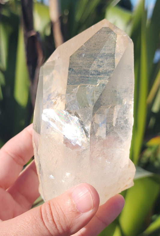 Clear Tangerine Quartz Point With Base