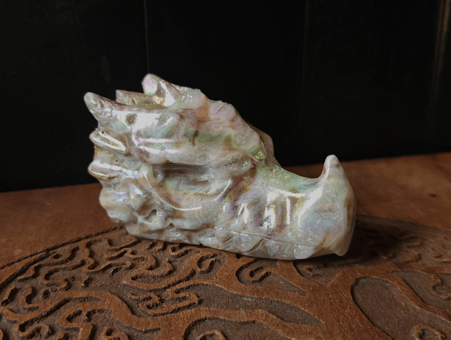 Aura Druzy Quartz Dragon Head