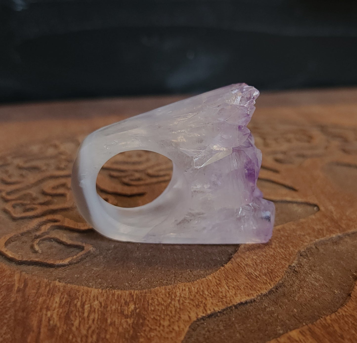 Amethyst Agate Druzy Ring - Size 8