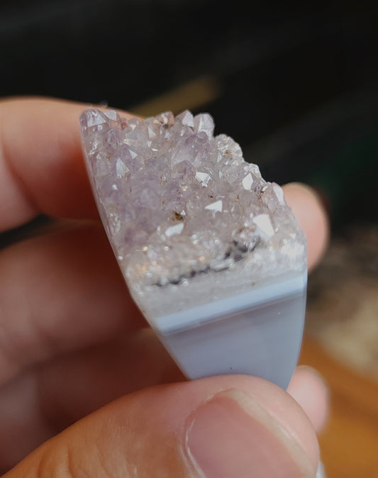 Amethyst Agate Druzy Ring - Size 7