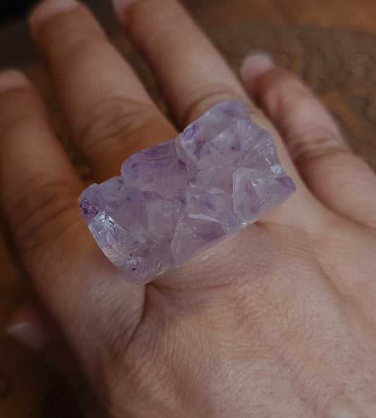Amethyst Agate Druzy Ring - Size 8