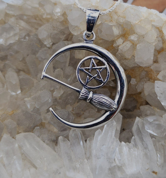 Sterling Silver Witch Pendant