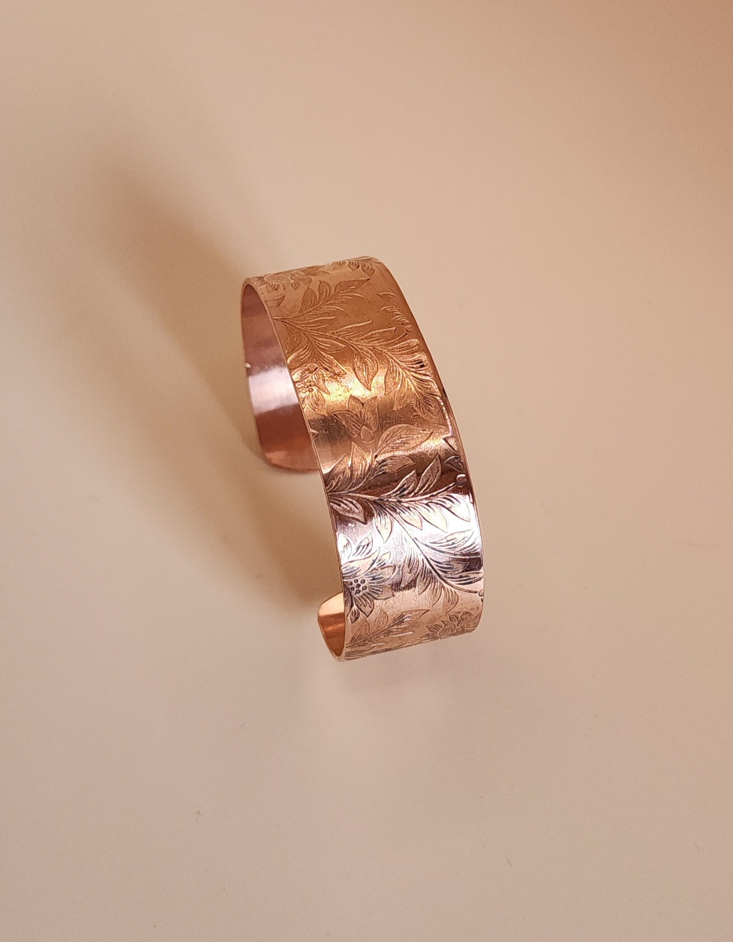 "Enchanted Floral" Narrow Copper Cuff Bracelet