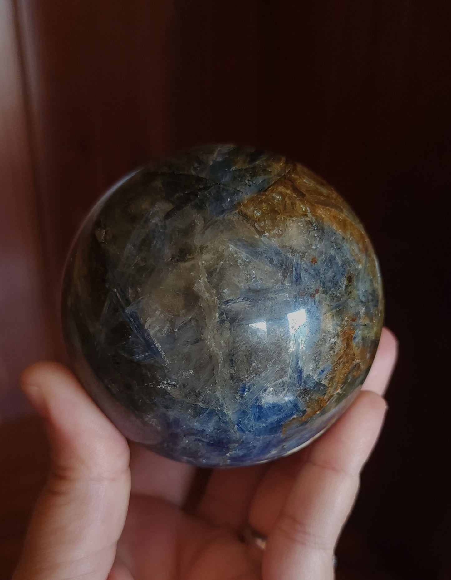 Kyanite Sphere, Smoky Quartz & Golden Healer Sphere