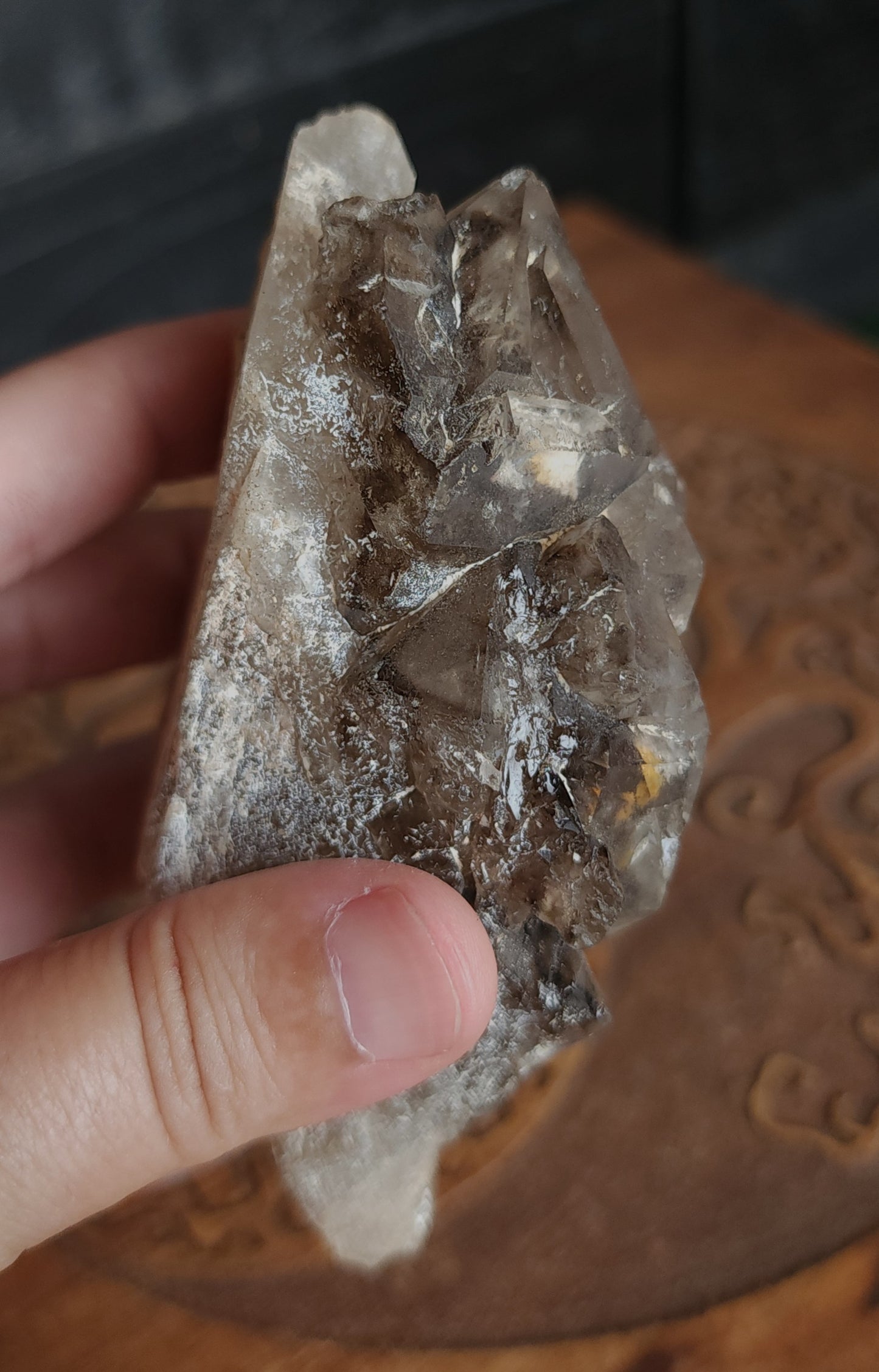 Celestial Smoky Quartz Formation With Stand