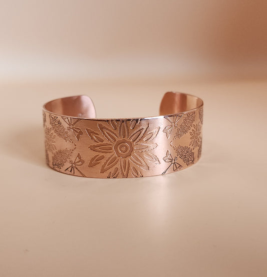 "Spring Garden" Narrow Copper Cuff Bracelet