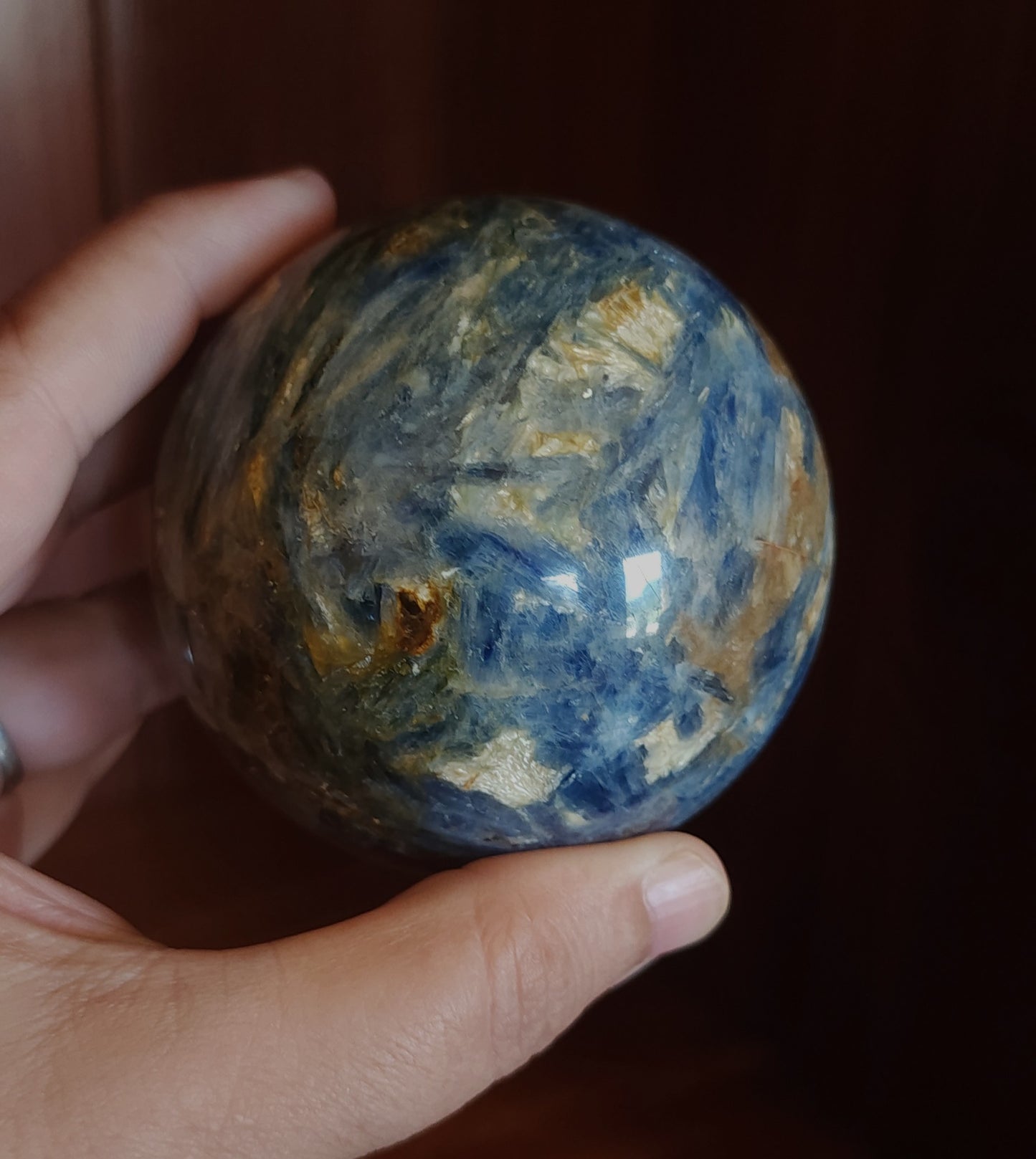 Kyanite Sphere, Smoky Quartz & Golden Healer Sphere