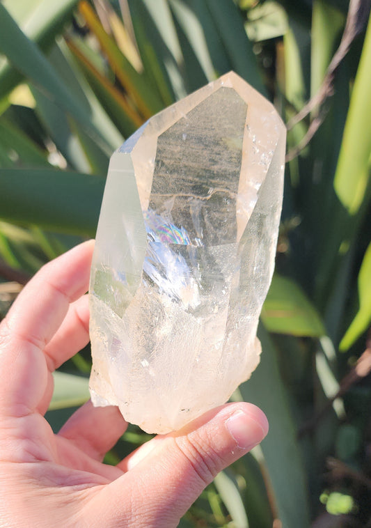 Clear Tangerine Quartz Point With Base