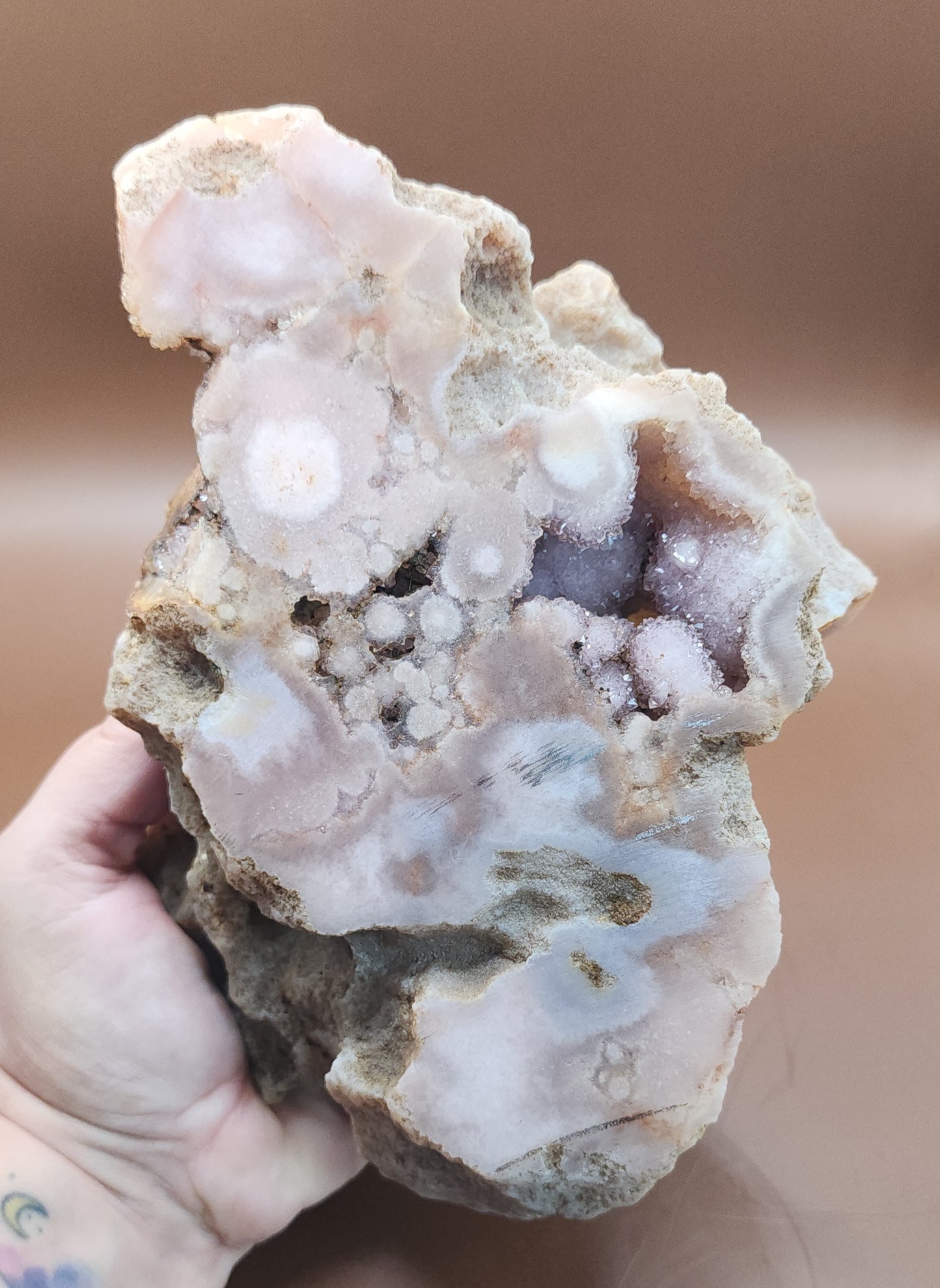 Pink Amethyst Flower Agate Specimen Geode