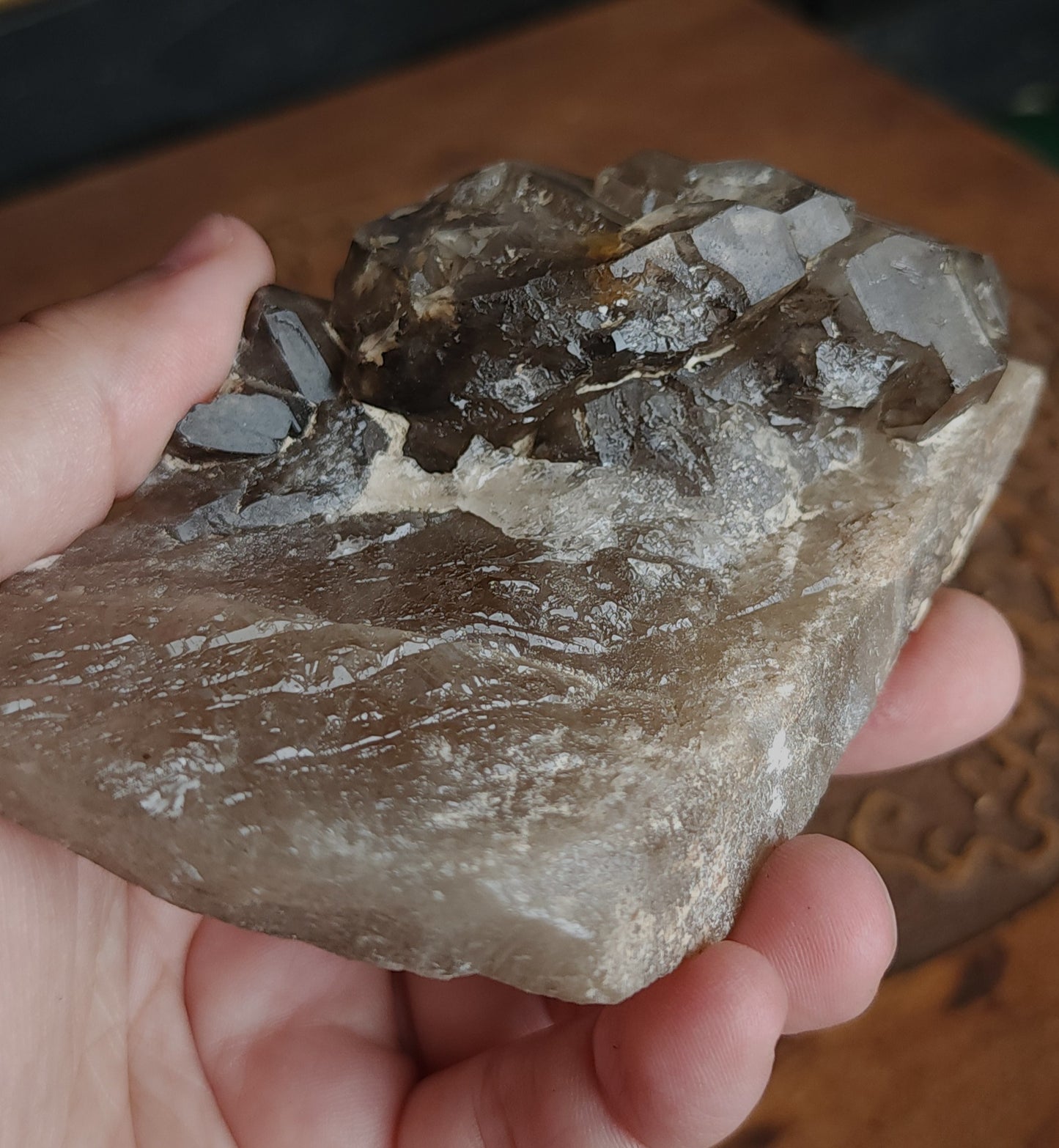 Celestial Smoky Quartz Formation With Stand