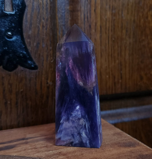 Rubellite Tourmaline in Lepidolite Mica Point